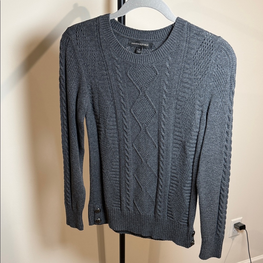 Banana Republic Charcoal Cable Knit Sweater